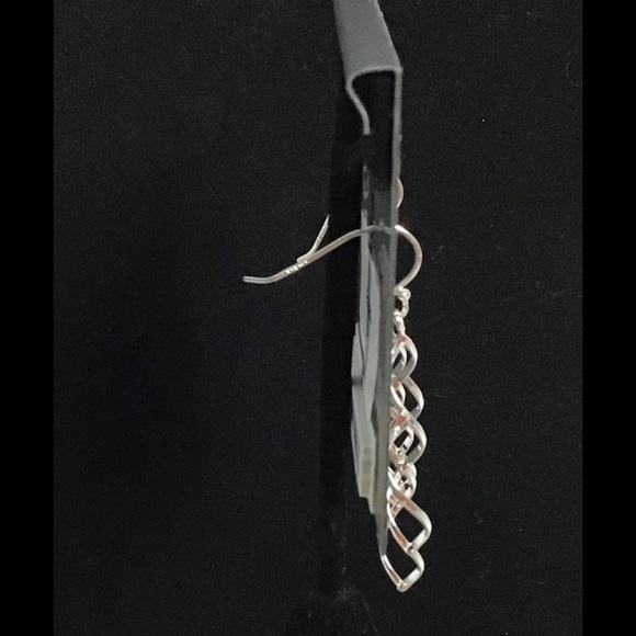 (925) Spiraling Diamond Shaped Earrings - Picture 2 of 6